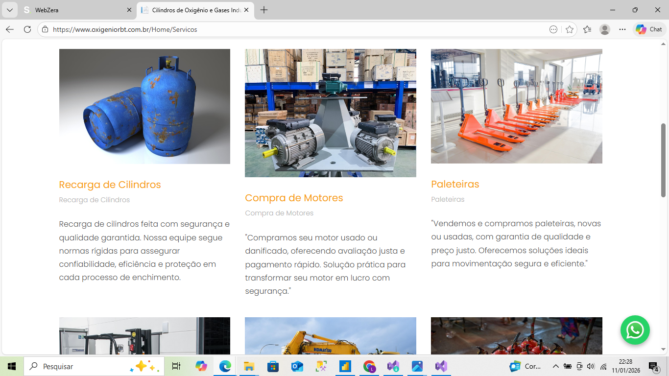 Recarga de cilindros de oxigênio
